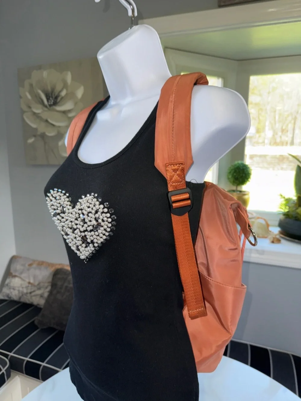 Urban Originals Coral Satin Backpack with Multiple Zips
